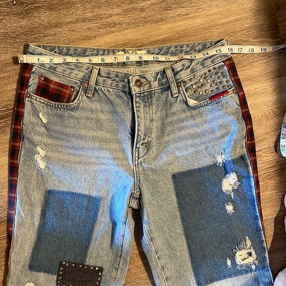 Free People We The Free Mixed Plaid Slim Flare - Picture 8 of 13